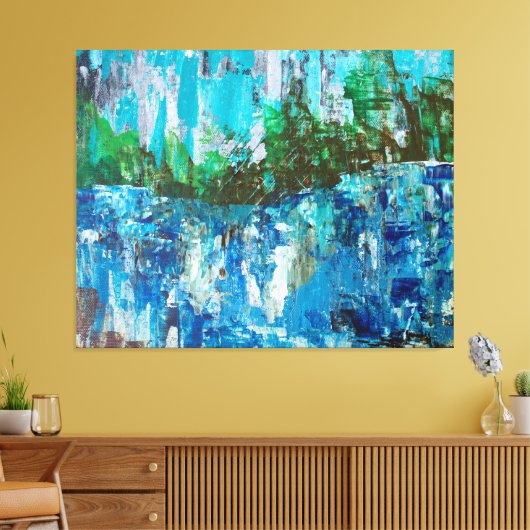 Toile Paysage Texturé Abstrait Bleu et Vert (Insitu(Salon))