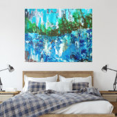 Toile Paysage Texturé Abstrait Bleu et Vert (Insitu(Chambre))