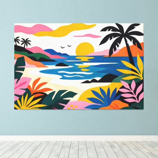 Toile Paysage tropical rétro moderne 02 (Insitu (Plancher de Bois))