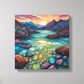 Toile Paysage Turquoise avec Encre d'alcool Détails (Recto)