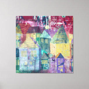 Toile Paysage urbain abstrait la nuit