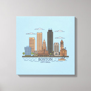 Toile Paysage urbain de la ville de Boston, skyline de B