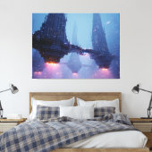 Toile Paysage urbain futuriste avec des structures flott (Insitu(Chambre))