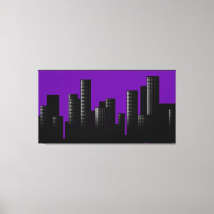 Toile paysage urbain pourpre