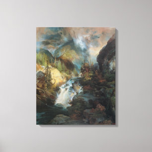 Toile Paysage vintage de cascade dans les montagnes par 