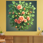 Toile Peach Rose Bouquet With Greenery (Insitu(Salon))
