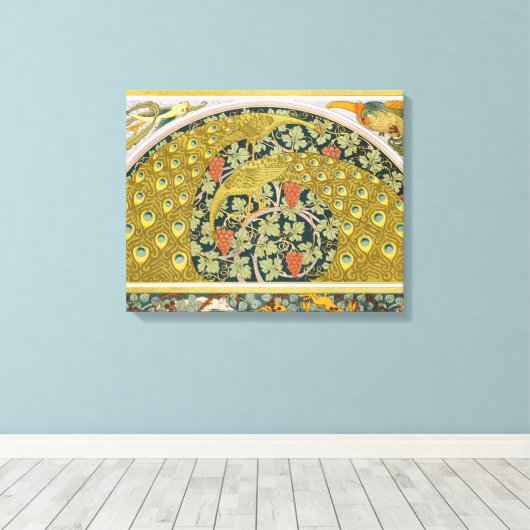 Toile Peacock Art Nouveau Style rond design complexe (Insitu (Plancher de Bois))