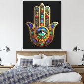 Toile Peacock Color Flower Petals Hamsa Green Third Eye (Insitu(Chambre))