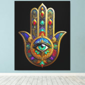 Toile Peacock Color Flower Petals Hamsa Green Third Eye (Insitu (Plancher de Bois))