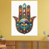 Toile Peacock Colors Hamsa w/ Gold Third Eye (Insitu(Salon))