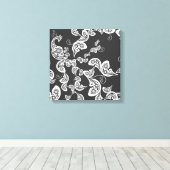 Toile Peacock Deco Art Canvas noir floral (Insitu (Plancher de Bois))