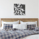 Toile Peacock Deco Art Canvas noir floral (Insitu(Chambre))