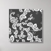 Toile Peacock Deco Art Canvas noir floral (Recto)