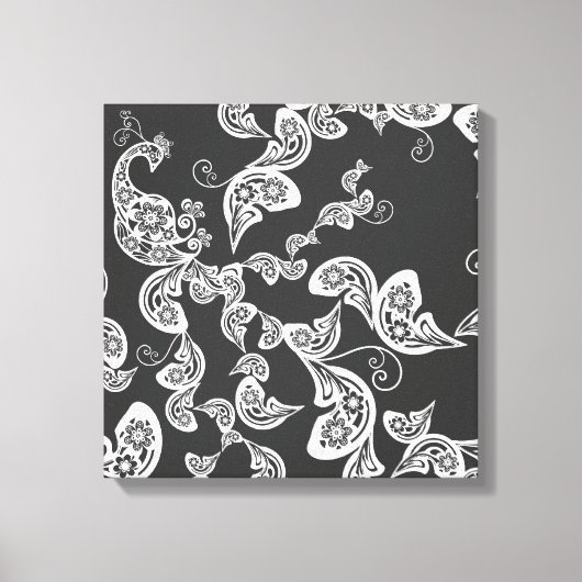 Toile Peacock Deco Art Canvas noir floral (Recto)