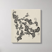 Toile Peacock Deco Art Canvas noir floral (Recto)