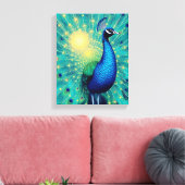 Toile Peacock Energies in Bloom – Premium Wrapped Canvas (Insitu(Salon))