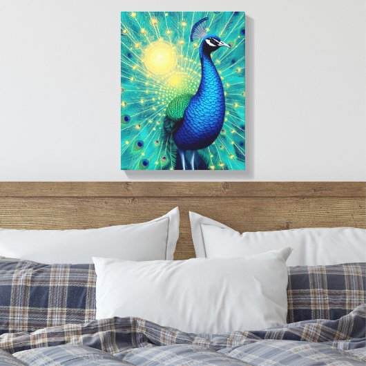 Toile Peacock Energies in Bloom – Premium Wrapped Canvas (Insitu(Chambre))