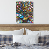 Toile Peacock étonnant en Huichol Style Art (Insitu(Chambre))