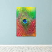 Toile Peacock feather close (Insitu (Plancher de Bois))