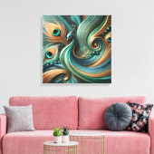 Toile Peacock Feathers in Abstract Flow Canvas Art (Insitu(Salon))