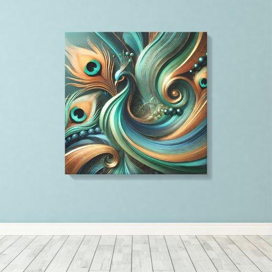 Toile Peacock Feathers in Abstract Flow Canvas Art (Insitu (Plancher de Bois))