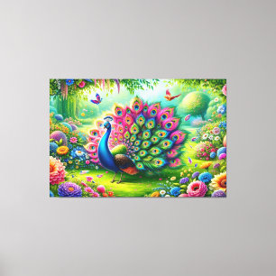 Toile Peacock vibrant dans un Imaginaire Jardin Peinture