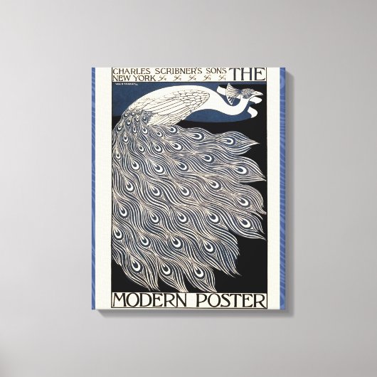 Toile Peacock Vintage Bleu Art Nouveau (Recto)