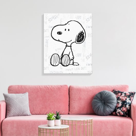 Toile PEANUTS | Snoopy on Black White Comics (Insitu(Salon))