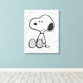 Toile PEANUTS | Snoopy on Black White Comics (Insitu (Plancher de Bois))