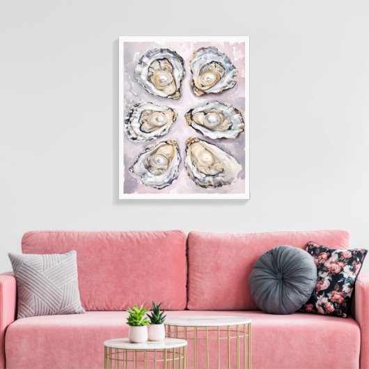 Toile Pearlescent Oyster Art Canvas Wall Art Decor  (Insitu(Salon))