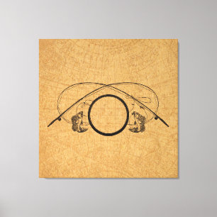 Toile Pêche à la mouche Antique FIshing Rods Illustratio