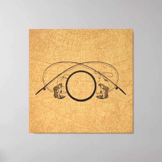 Toile Pêche à la mouche Antique FIshing Rods Illustratio (Recto)