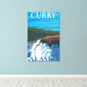 Toile Pêche à l'ours dans la rivière - Curry, Alaska (Insitu (Plancher de Bois))