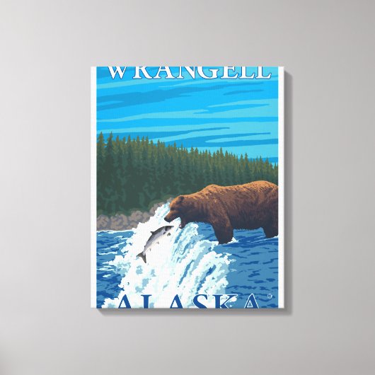 Toile Pêche à l'ours dans la rivière - Wrangell, Alaska (Recto)