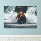 Toile Pêche à l'ours grizzli à Falls (Insitu (Plancher de Bois))
