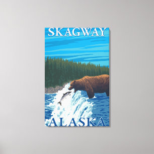 Toile Pêche d'ours en rivière - Skagway, Alaska