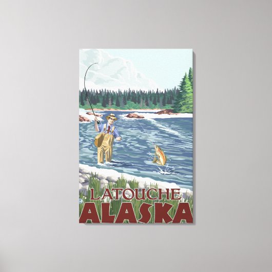 Toile Pêcheur à la mouche - Latouche, Alaska (Recto)