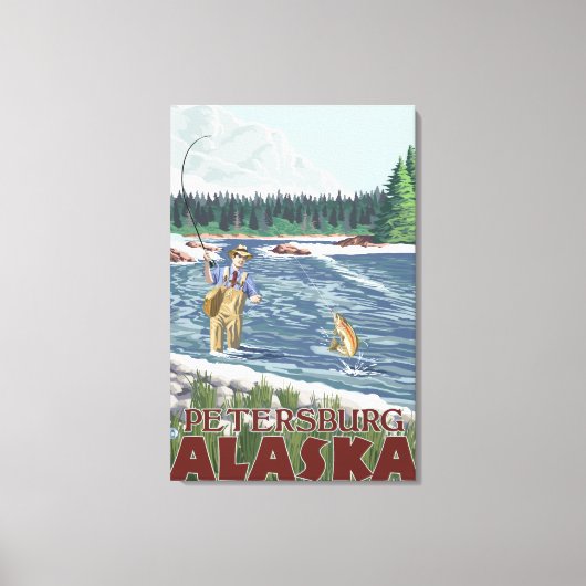 Toile Pêcheur à la mouche - Petersburg, Alaska (Recto)