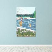 Toile Pêcheur à la mouche - West Yellowstone, Montana (Insitu (Plancher de Bois))