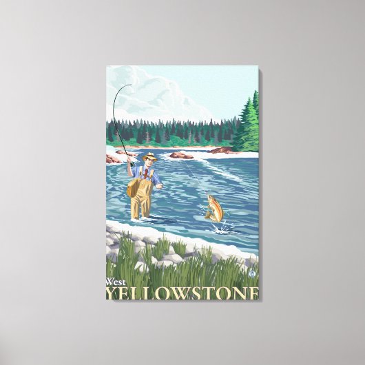 Toile Pêcheur à la mouche - West Yellowstone, Montana (Recto)