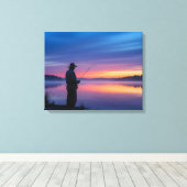 Toile Pêcheur au coucher du soleil (Insitu (Plancher de Bois))
