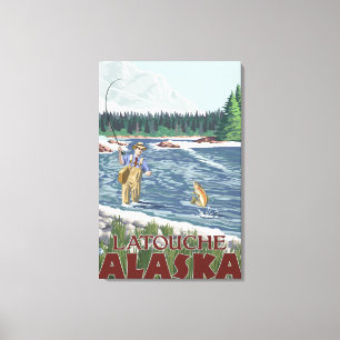 Toile Pêcheur de mouche - Latouche, Alaska