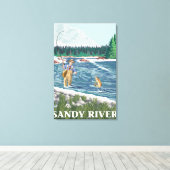 Toile Pêcheur de mouches - Sandy River, Oregon (Insitu (Plancher de Bois))