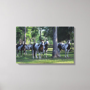 Toile Peignez les chevaux dans les arbres