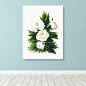 Toile Peine blanche peony botanique aquarelle art (Insitu (Plancher de Bois))