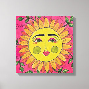 Toile Peint Fleur de Tournesol Girl Canvas