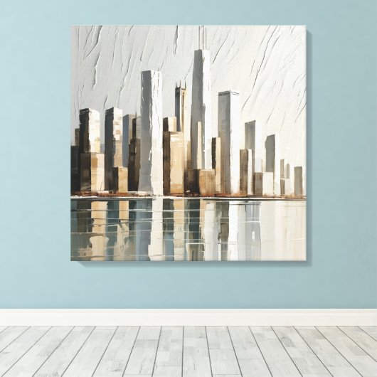 Toile Peinture 3D texturée minimaliste Cityscape (Insitu (Plancher de Bois))