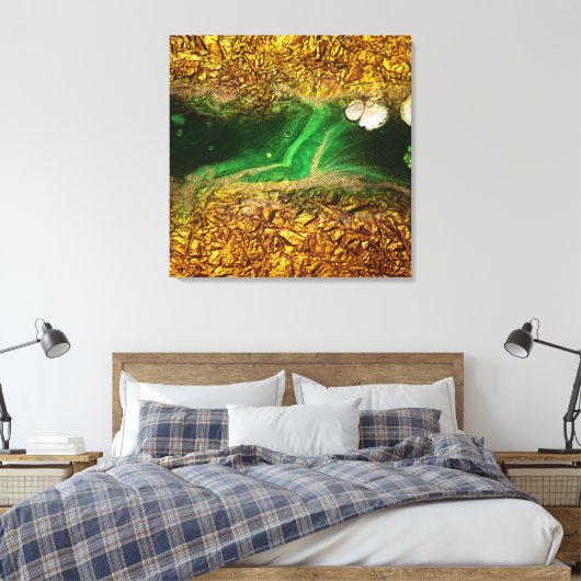 Toile Peinture à fluide Abstrait Faux Or Métallic Foil V (Insitu(Chambre))