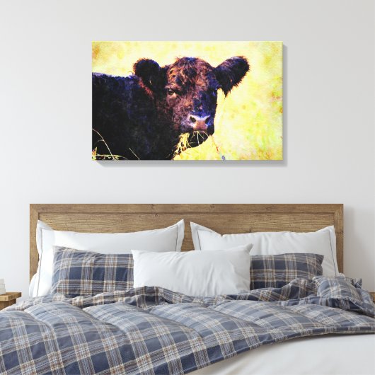 Toile Peinture à l'aquarelle de la vache Beltie Galloway (Insitu(Chambre))