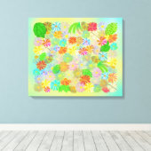 TOILE PEINTURE A L'AQUARELLE FLEURS D'ASTER & CONE & FEU (Insitu (Plancher de Bois))